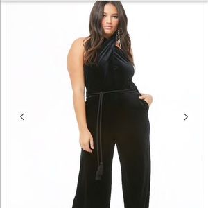 Plus Size Velvet Jumpsuit